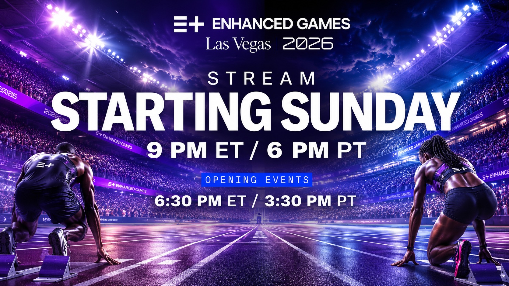 Enhanced Games 2026 Sunday May 24 2026 Track and filed 100m race